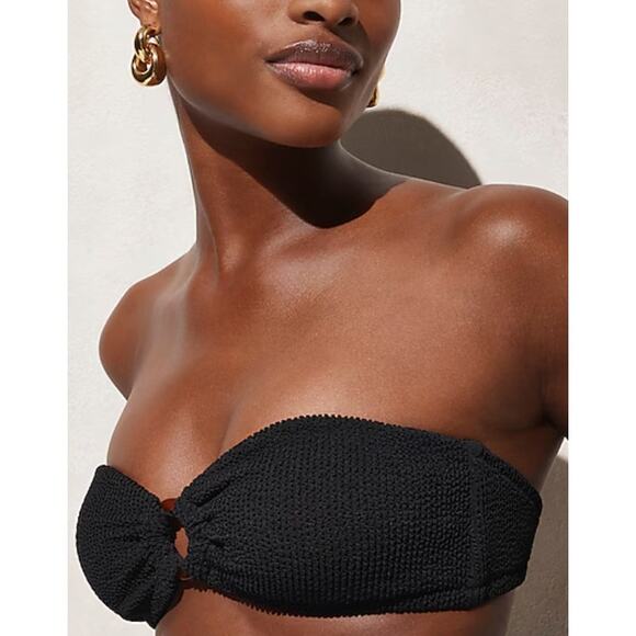 J Crew Textured O Ring Bandeau Bikini Top 3X NWT Black Swim BP264 J.Crew - Picture 2 of 5